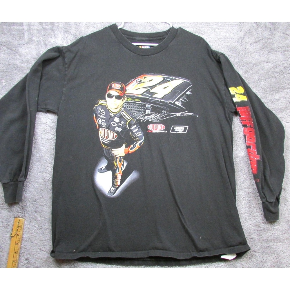 Nascar Jeff Gordon Shirt Mens XL Black Long Sleeve 24 DuPont NASCAR Racing